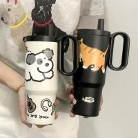 ราคา Twilight Ice Preserveing Thermos Cup ถ้วยฟางความจุขนาดใหญ่สํานักงานพร้อมที่จับ Big Mac Ice Mac Cup (56954360864)