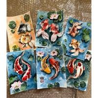 ราคา ภาพวาดมงคลเสริมโชคลาภ ภาพปลาเงินปลาทอง ภาพปลาคราบ ขนาด5x7นิ้ว สีน้ำ กระดาษร้อยปอนด์ รำไปใส่กรอบตกแต่งให่สวยงาม (42511099904)