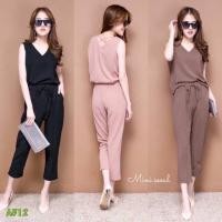ราคา ชุดเซทผู้หญิง 2ชิ้น เสื้อแขนกุด+กางเกง4ส่วน(ดำ/ชมพู/โอรส/แดง/กรม/น้ำตาล/เทา) (916588172)