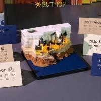 ราคา GUTHOP ปฏิทินประติมากรรมกระดาษ, แผ่นจดบันทึกพร้อมไฟ ปฏิทินปราสาทวิเศษ, เครื่องประดับเดสก์ท็อปหัตถกรรมกระดาษ 2026 ปฏิทินรายสัปดาห์ (51554141940)