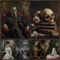 ราคา ภาพวาดฮาโลวีน ผ้าใบโปสเตอร์ภาพผนัง สำหรับตกแต่งบ้าน (41726088124)