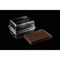 ราคา BP กล่องพลาสติก กล่องใส่ขนม ฐานสีน้ำตาล + ฝาสีใส รหัส E-106 จำนวน 100ใบ (25732631941)