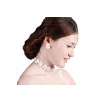 ราคา TANITTgems Vintage White Pearls Flowers French Lace Bridal Necklace Set #1055 (453216866)