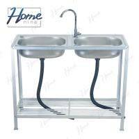 ราคา HOMENINE ซิ้งค์ล้างจาน อ่างล้างจาน สแตนเลส A 2หลุม 2ชั้น โครงอลูมิเนียม (24386391701)