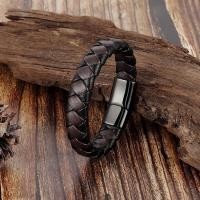 ราคา 2019 Stainless Steel Bracelet Men Genuine Leather Bracelets Simple Style Ladies Black Color Leather Bracelet for Women (46400251194)