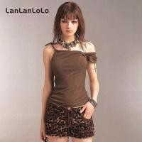 ราคา LanLanLoLo เสื้อยืดผู้หญิง 2025 สีทึบ คอว่าวแขนกุด แฟชั่นทุกวัน Casual Slim Fit (28978631372)