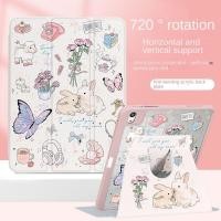 ราคา [iPad Air 4] เคสอะคริลิค ลายการ์ตูนกระต่าย พร้อมช่องใส่ปากกา 360 สําหรับ iPad 10th Gen 2022 9th 8th 7th Air5 9.7 2017 18 Air1 Air 2 ° เคส iPad หมุนได้ (24921504451)