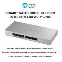 ราคา Gigabit Switching Hub ZYXEL (GS1200-8HPV2) 8 Port (4-Port PoE) (10'') Model : GS1200-8HPV2 (20300406896)