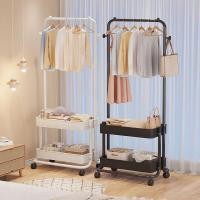 ราคา เจนไม้แขวนเสื้อไม้แขวนเสื้อชั้นยืนมือถือครัวเรือนห้องนอนหอพักค้างคืนการจัดเก็บเสื้อผ้าการจัดเก็บขนาดเล็กสองชั้น (54353416355)
