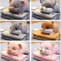 ราคา (ฟรีตะขอกาวสําหรับงานหนัก 1 อัน) ชุดเครื่องนอนสํานักงานเมาส์แบบเปิดสีน้ําตาลเทา หมูสวย ตุ๊กตาหมีสวยๆ (Pillow_Blanket) (25375233775)