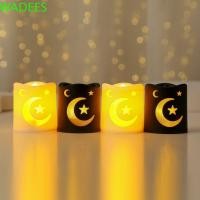 ราคา WADEES 4 ชิ้น Eid Mubarak เทียนไร้เปลวไฟ, Star Moon Design แสงอบอุ่นไฟเทียน LED,ไฟกลางคืนแบตเตอรี่ดําเนินการ Crescent Moon Shape ตกแต่งรอมฎอนโคมไฟเดสก์ท็อป (42678262178)