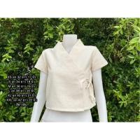 ราคา เสื้อป้ายพื้นเมืองแขนสั้น สีขาวดิบ (24733063899)