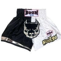 ราคา MT12 Muay Thai Shorts B&W PITBULL กางเกงมวยไทย ขาวดำหมาพิทบูล (23776627932)