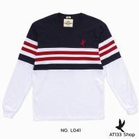 ราคา เสื้อยืดแขนยาวคาดแถบ 3 สี ปักนก (L04) กรมขาว (4735536166)