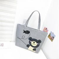 ราคา กระเป๋าผ้า สะพายไหล่ สกรีนลายน่ารักๆ ผ้าแคนวาส มีซิป กระเป๋าถือ ไปเที่ยว ไปเรียนพิเศษสวยๆ จุของได้เยอะ ขนาด 43 x 32 cm. (6665430275)