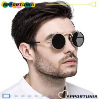 ราคา APPORTUNIA Flip Up แว่นกันแดด, รอบ UV400 ป้องกัน Steampunk Sun แว่นตา, Vintage Circle 90s Retro Shades สําหรับผู้หญิงและผู้ชาย (45404365626)