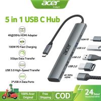 ราคา Acer 5 in 1 USB C Hub พร้อม 4K HDMI 100W Power Delivery 3 USB A Data Ports USB C to HDMI Multiport Adapter สําหรับแล็ปท็อป PC MacBook Air iPad Air iPhone 15/16 Pro/Pro Max (41678434768)