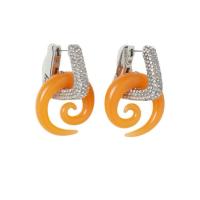 ราคา H&M Studio Collection earrings with rhinestones and orange plastic inset (42727178306)
