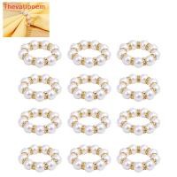 ราคา [Thevatipoem] 12 ชิ้นแหวนผ้าเช็ดปากมุกทองแหวนผ้าเช็ดปากผู้ถือลูกปัด Rhinestone Servier แหวนหัวเข็มขัดยืดหยุ่นสําหรับงานแต่งงานอย่างเป็นทางการ HOT (47754475111)