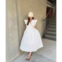 ราคา เดรสยาวลายลูกไม้ฉลุ สีขาว เดรสยาวแขนกุด (27423752718)