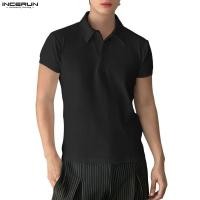 ราคา INCERUN เสื้อโปโลคอปกทรงกล่องสีใส สำหรับผู้ชาย (56654906541)