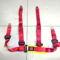 ราคา MERAH เข็มขัดนิรภัย 4 จุด Racing Car Safety Belt Plain Red (43576371696)