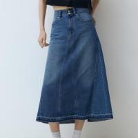 ราคา Rora Skirt [พร้อมส่ง] กระโปรงทรงเอ ดีเทลตัดต่อด้านนหน้า ผ่าหลัง (26509846908)