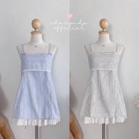 ราคา charynda.co - rora top เสื้อสายเดี่ยวลายริ้วน่ารัก สายปรับได้ ผูกโบว์ด้านหลังได้ (29216172382)