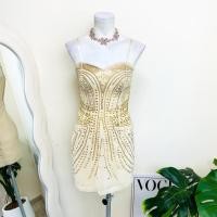 ราคา ไซด์ XS เดรสเกาะอก ปักเลื่อม งานเกล็ดวิบวับ สีทอง/ครีม ใส่ออกงาน ทรงเข้ารูป เดรสออกงาน ชุดปาร์ตี้ (26963393145)