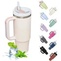 ราคา 40oz 304 Stainless Steel Insulated Water Bottle Thermal Coffee Car Cup Cold Hot Mugs Vacuum Flask With Handle Straw For (27506705966)