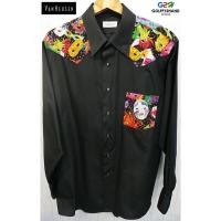 ราคา VAN HEUSEN แท้ เสื้อเชิ๊ตแขนยาวดำลายอาร์ตหายาก (5538999974)