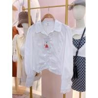 ราคา เสื้อแขนยาวคอปกแต่งระบายฉลุสีขาว#เชิ้ต#แขนยาว#เสื้อเกาหลี (22200264843)