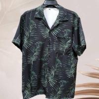ราคา เสื้อเชิ้ตฮาวาย ลายใบไม้เขียว (พื้นสีดำ) ผ้าไหมอิตาลี (43700958884)