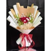 ราคา ช่อดอกกุหลาบลวดกำมะหยี่ ช่อดอกกุหลาบเสมือนจริง ช่อดอกไม้ลวดกำมะหยี่ (51205402874)