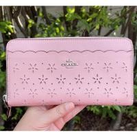 ราคา coach wallet กระเป๋าสตางค์ใบยาว ซิปรอบ สีชมพู หนังเป็นลายฉลุ (6685287595)