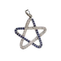 ราคา PY Beauty จี้รูปดาวเงิน 925 Sterling silver แหวนฝังเพชรสี CZ สีขาวและสีน้ำเงิน 64 เม็ด ชุบทองคำขาว สวยเก๋ น่ารักค่ะ+++ (5917993968)