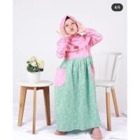 ราคา HIJAU DANIS Gamis สําหรับเด็กสีชมพูเขียว (42855728217)