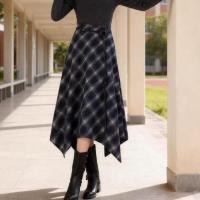 ราคา กระโปรงผ้าขนสัตว์ผู้หญิงไม่สม่ําเสมอกระโปรงยาว Slimmer ดู A-Line กระโปรงลายสก๊อตกระโปรงยาวกระโปรงลายสก๊อตผู้หญิงกระโปรง (49404172721)