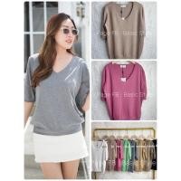 ราคา เสื้อไหมพรมคอวีแขนศอก ผ้านิ่มละลาย ป้าย arita by my top (23113196261)