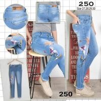 ราคา กางเกงยีนส์ปักลายนกสีฟ้า (9927048965)