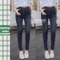 ราคา SuntreeJeans กางเกงยีนส์ผู้หญิงขาเดฟ skinny ผ้ายืด เอวสูงสะกิดขาดเข่า เก็บทรงสวย สีสนิม (24179370848)