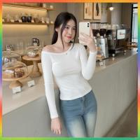 ราคา MesubShopเสื้อแขนยาว ปาดไหล่ พร้อมส่ง ผ้าร่องยืด เสื้อปาดไหล่ ทรงสวย เสื้อใส่เที่ยว รุ่น สวนน้ำแขนยาว (41326737418)