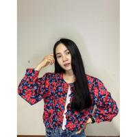 ราคา เสื้อลายดอก เสืแขนยาวลายดอกวินเทจ แดงด มือสอง (10003770147)