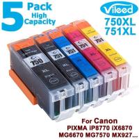 ราคา 5แพ็ค CLI-751XL PGI-750XL สำหรับ Canon ชุดตลับหมึกพิมพ์750 XL 750XL PGI-750 PGI750 (18480091963)