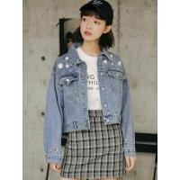 ราคา เสื้อยีนส์แฟชั่น ติดเพชร : แจ็คเก็ตยีนส์แฟชั่น สไตล์เกาหลี (2251471168)