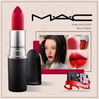 ราคา M.A.C Retro Matte Lipstick #707 สี Ruby Woo ลิปสติก mac พร้อมกล่องและถุงแบรนด์ แถมตัวอย่างน้ำหอม2ml (29906715104)
