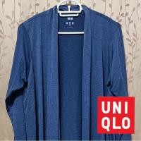 ราคา UNIQLO AIRism เสื้อคลุมกันยูวี สีฟ้าเทามือสองสภาพดี (27918431747)