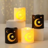 ราคา TWINKLE 4 ชิ้น Eid Mubarak เทียนไร้เปลวไฟ, แบตเตอรี่ดําเนินการ Star Moon Design ไฟเทียน LED, ไฟกลางคืน Crescent Moon Shape แสงอบอุ่นตกแต่ง Eid Mubarak โคมไฟเดสก์ท็อป (54605613534)