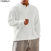 ราคา INCERUN เสื้อเชิ้ตแขนยาวสำหรับผู้ชายเนื้อเรียบง่าย (54004906614)