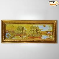 ราคา รูปมงคลเรือสำเภาสีทอง มั่งมี ศรีสุข รุ่งเรือง ร่ำรวย พร้อมกรอบทองขนาด 23x53 ซม. ของแต่งบ้าน ของขวัญ (27701570217)